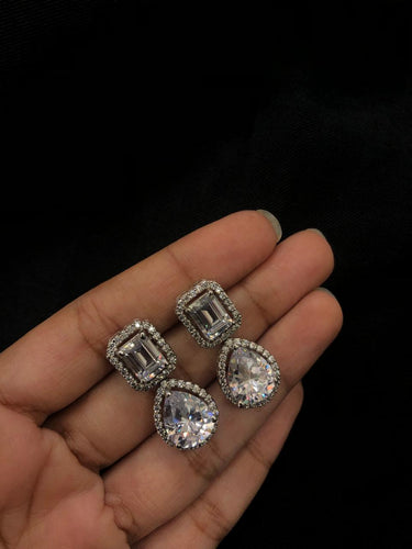 Silver Drop Doublet Earrings